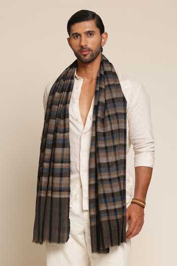 SHAZA Checkered Woven Pashmina Stole 