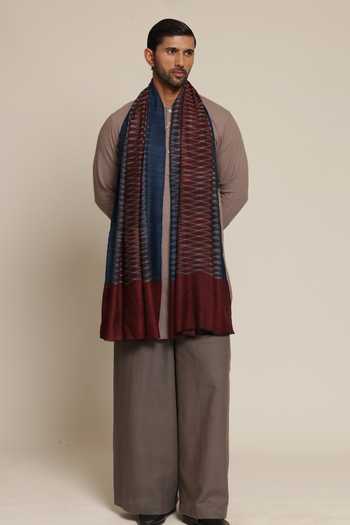 SHAZA Ikat Pashmina Color Block Heritage Stole 