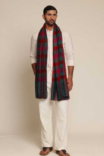 SHAZA Pashmina Checkered Heritage Stole 
