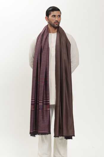 SHAZA Ikat Striped Self Weave Shawl 