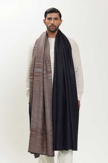 SHAZA Color Block Ikat Self Weave Shawl 