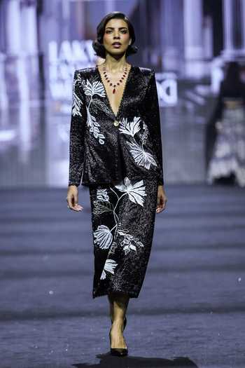 Ritika Mirchandani Clarette Net Jacket & Skirt Set 
