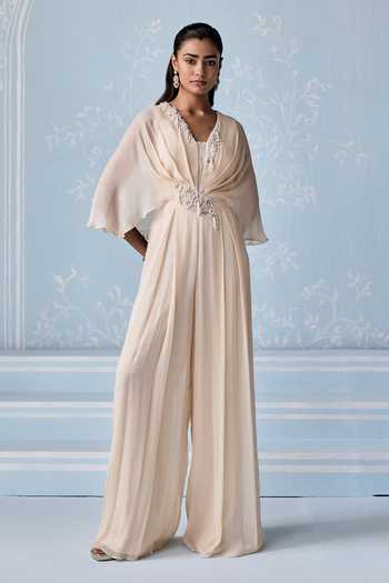 Seema Thukral Camille Hand Work Aari Georgette Satin Lining Jumpsuit 