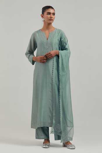 Kora Hand Embroidered Kurta & Pant Set 