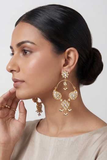 Zevar By Geeta Kundan Chandbali Earrings 