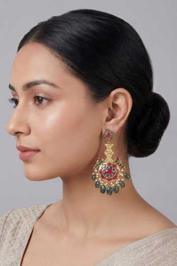 Zevar By Geeta Kundan Meenakari Danglers Earrings 