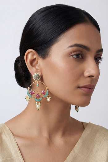 Zevar By Geeta Kundan Polki Chandbali Earrings 