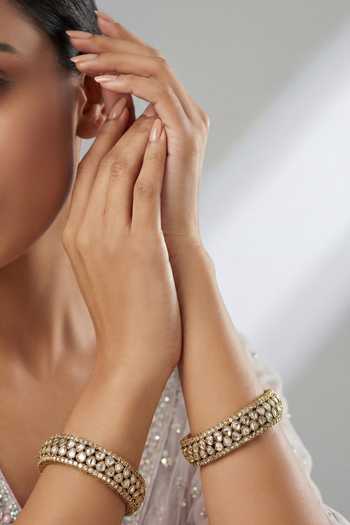 Zevar By Geeta Kundan Polki Two Tone Finish Bangles 