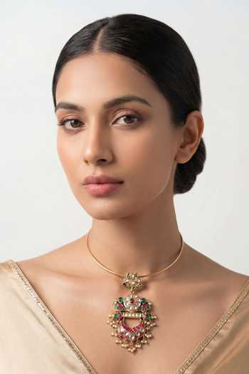Zevar By Geeta Kundan Polki Pendant Necklace 