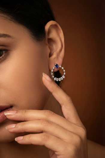 Zevar By Geeta White Finish Hoop Earrings 