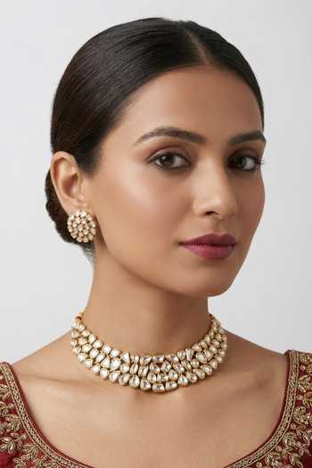 Zevar By Geeta Kundan Necklace & Earrings Set 