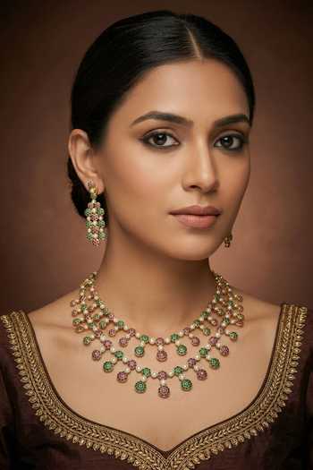 Zevar By Geeta Jadau Necklace & Earrings Set 