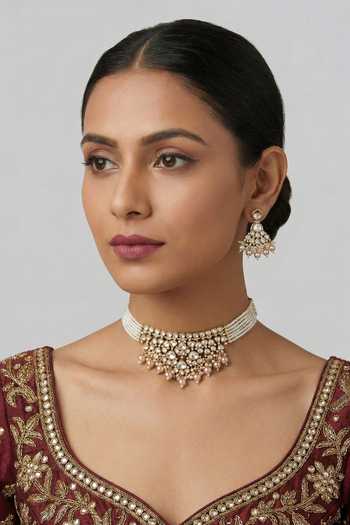 Zevar By Geeta Moissanite Necklace & Earrings Set 