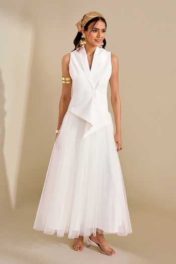 Naintara Bajaj Structured Waistcoat & Flared Skirt Set 