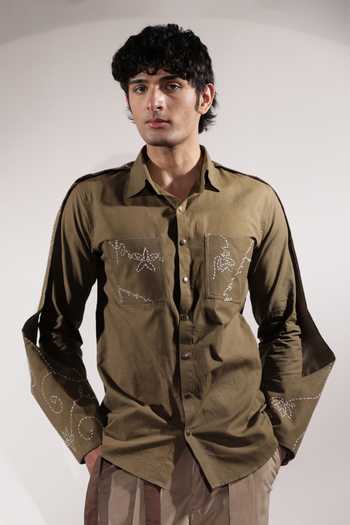 Jubinav Chadha Linen Handwritten Kantha Shirt 