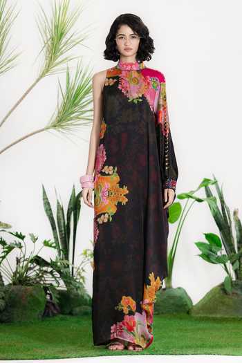 Siddhartha Bansal Black Swan Kaftan Dress 