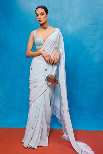 Ekaya Banaras Embroidered Saree With Blouse 