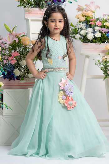 Kirti Agarwal - Pret N Couture Mint Embroidered Top With Lehenga 
