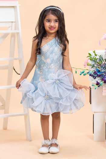Kirti Agarwal - Pret N Couture One Shoulder Floral Applique Dress 