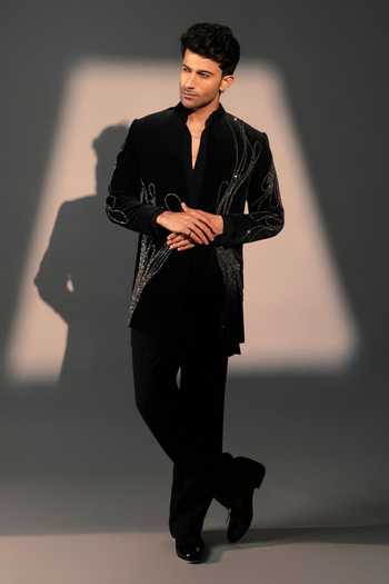 ROHIT DOSHI Twilight Embroidered Jacket & Kurta Set 
