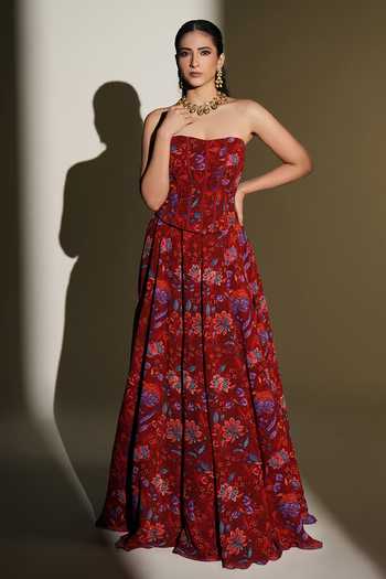 Kiyohra Scarlet Print Corset With Lehenga 