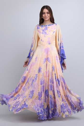 Mandira Wirk Floral Print Viscose Crepe Dress 
