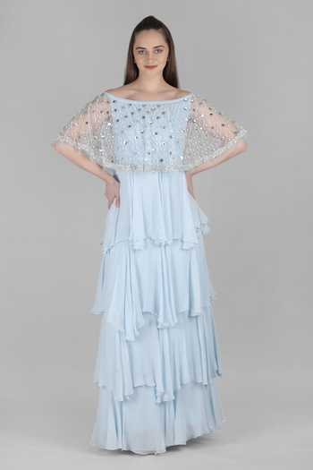 Mandira Wirk Ice Blue Layered Dress 