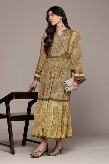 Ritu Kumar Yellow Aplooza Print Long Dress 