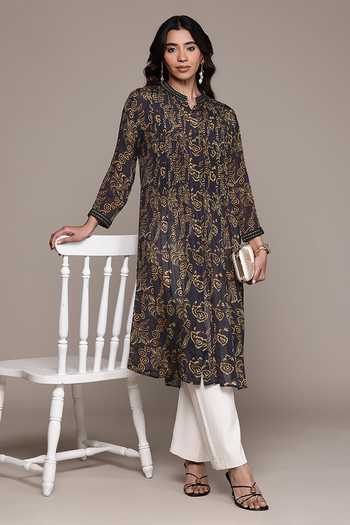 Ritu Kumar Black Aplooza Full Sleeves Kurta 