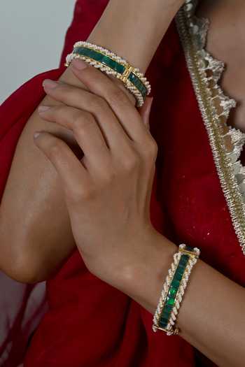 Shlok Jewels Stone Embellished Bangles - Set of 2 