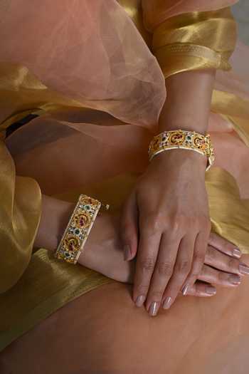 Shlok Jewels Kundan Cutwork Bangles - Set of 2 
