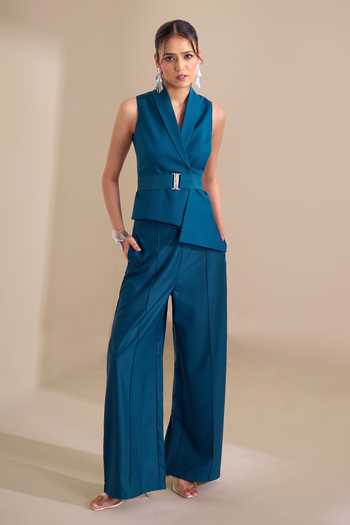 Naintara Bajaj Asymmetric Waistcoat & Trouser Set 