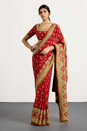 RI.Ritu Kumar Geometric Print Saree With Unstitched Blouse Piece 