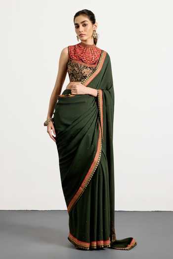 RI.Ritu Kumar Border Embroidered Saree With Blouse 
