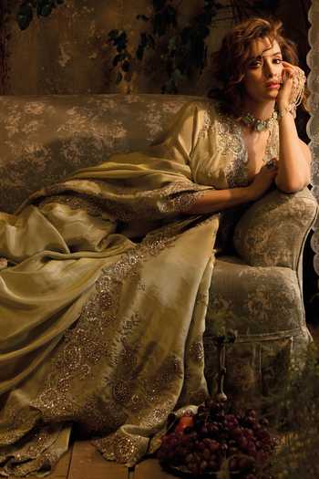 Osaa By Adarsh Tissue Saree With Embroidered Blouse 