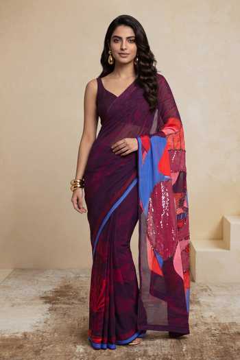 Satya Paul Kabul Rose Print Saree
