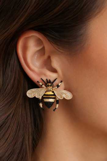 KARAARI Bee Hand Embroidered Stud Earrings 