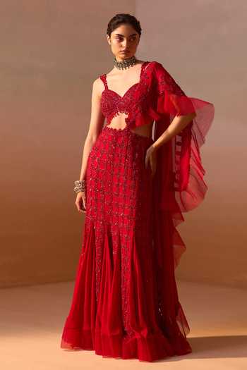 Nitika Gujral Pre-Draped Ruffle Saree With Blouse 