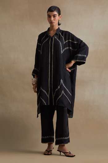 One Not Two Thread Embroidered Silk Kurta & Pant Set