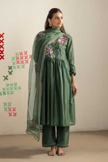 Radha Sharma Floral Placement Embroidered Kurta Set 