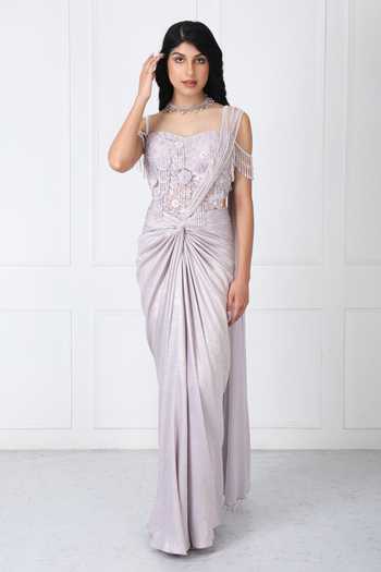 Isha Regalia Pre-Draped Saree With Embroidered Bodysuit 