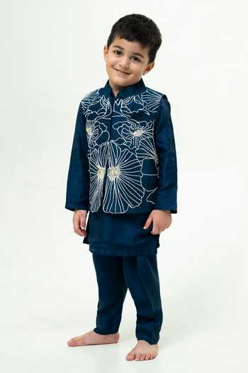 Rage Attire-Sweta Saria Flower Sutta Embroidered Nehru Jacket Kurta Set 
