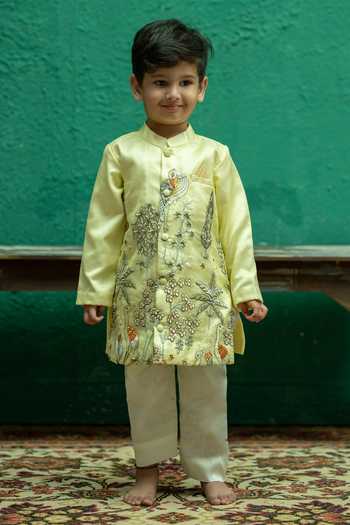 Rage Attire-Sweta Saria Flamingo Embroidered Sherwani Set 