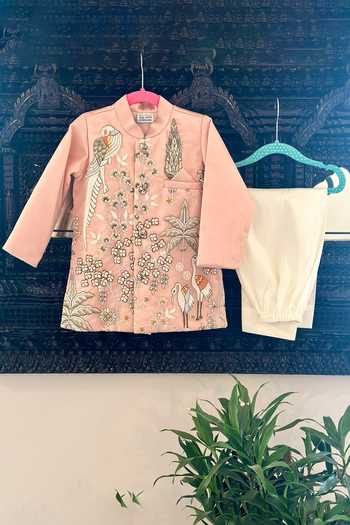Rage Attire-Sweta Saria Flamingo Embroidered Sherwani Set 