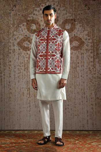 Asuka Kashida Embroidered Pashmina Bundi Kurta Set 