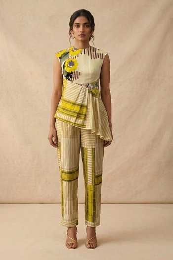 Vedika M Citrene Asymmetric Top & Pant Set 
