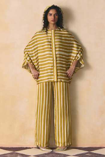 Zwaan Ember Striped Linen Satin Shirt & Pant Set 