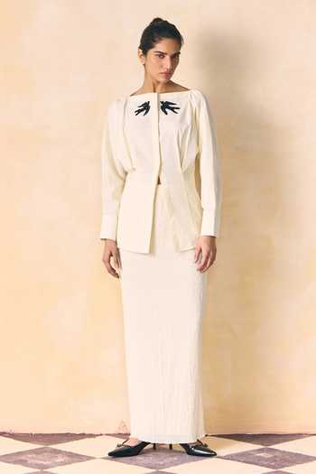 Zwaan Fawn Embellished Cotton Shirt & Skirt Set 