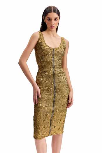 Cilvr Antique Gold Front Zip Dress 