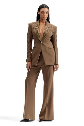 Cilvr Studded Lapel Power Suit Pant Set 
